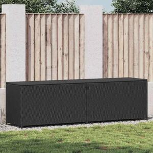 Fekete polyrattan kerti tárolóláda 200 x 50 x 60 cm