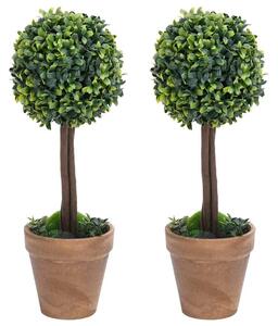 2 db zöld gömbalakú cserepes műpuszpáng 56 cm