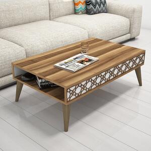 Kávézóasztal City-Walnut, White Dió fehér