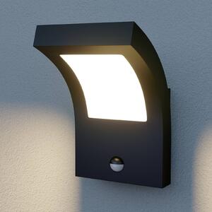 Arcchio LED kültéri fali lámpa Advik, antracit, IP54, érzékelővel, Fekete, Alumínium, Modern