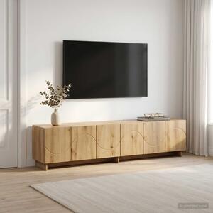 TV állvány 180 x 34,5 x 40 cm Kézműves Tölgy Szerelt Fa