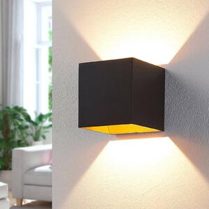 Arcchio LED-es fali lámpa Zuzana, szögletes, fekete, 10 cm széles, Fekete, Folyosó, Alumínium, Modern