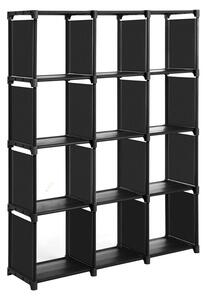 12 kockás moduláris polc, nyitott könyvespolc, fekete | SONGMICS