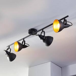 Lindby mennyezeti lámpa Julin, 85 cm, 4 lámpás, fekete-arany, dimmelhető, Fekete, Nappali / Étkező, fém, Modern