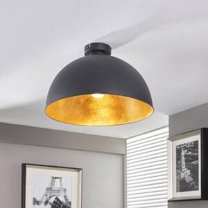 Lindby mennyezeti lámpa Lya, Ø 40 cm, fekete-arany, fém, dimmelhető, Fekete, Nappali / Étkező, fém, Modern