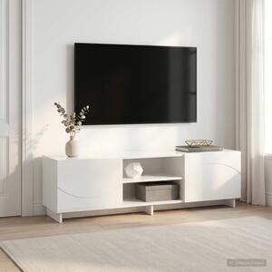 TV állvány 140 x 34,5 x 40 cm Magasfényű Fehér Szerelt Fa