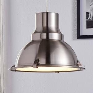 Lindby függőlámpa Letty, Ø 39 cm, nikkel színű, fém, E27, dimmelhető, Alu / szürke / cink, Konyha, fém, Indusztriális dizájn