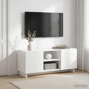 TV állvány 90 x 34.5 x 40 cm Magasfényű Fehér Szerelt Fa