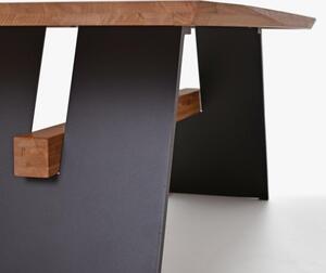 Étkezőasztal fekete fém lábakkal, 200 x 100 cm