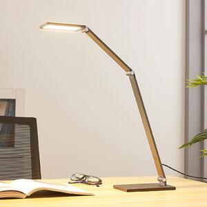 Lucande LED asztali lámpa Mion, 41 cm, szögletes, fényerőszabályozható, dimmelhető, Alu / szürke / cink, Dolgozószoba / Iroda, Alumínium, Modern
