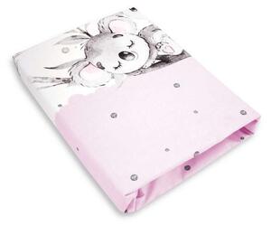 Baby Shop pamut,gumis lepedő 60*120 cm - rózsaszín koala