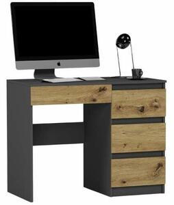 Modern számítógépasztal N34 - antracit - artisan tölgy