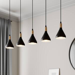 Lindby függőlámpa Arina, 100 cm, fekete, 5 lámpás, dimmelhető, Fekete, Nappali / Étkező, fém, Modern