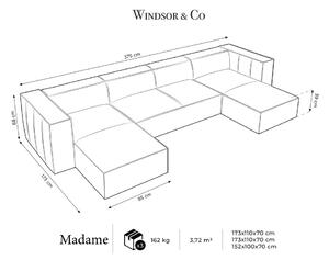 Sötétkék bőr sarokkanapé (U alakú) Madame – Windsor & Co Sofas