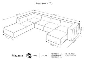 Sötétkék bőr sarokkanapé (bal oldali) Madame – Windsor & Co Sofas