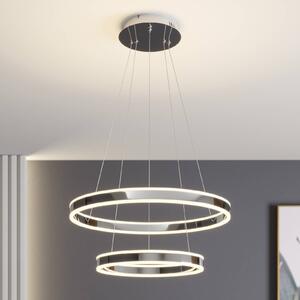 Lucande LED-es Lyani függőlámpa, 60 cm, 2 lámpás, króm, fényerőszabályzóval,, dimmelhető, Króm / ezüst, Nappali / Étkező, fém, Modern