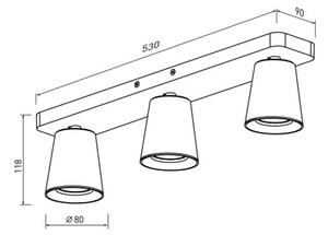 Lámpa Mennyezeti lámpatest Elli, 4588,AC220-240V, 50/60 Hz, IP 20 3*GU10 ,max. 20 W, hármas, fekete
