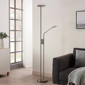 Lindby LED álló lámpa Jonne, kerek, olvasókar, dimmelhető, 180 cm, dimmelhető, Alu / szürke / cink, Nappali / Étkező, fém, Modern