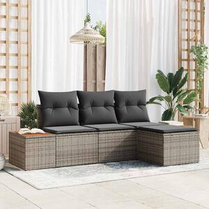 Kerti Kanapé Szett 4 db Szürke Poly Rattan