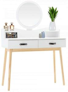 Fehér Sminkasztal Székkel és Tükörrel - Skandináv Stílus - 100x40x139cm