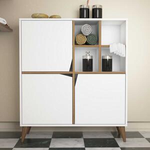 Szekrény Pulse-White, Walnut fehér Dió