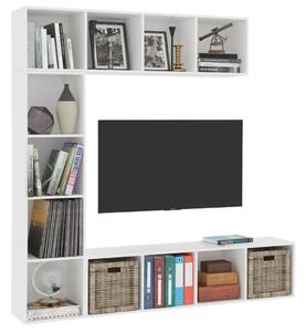 VidaXL 3-részes fehér könyv-/TV-szekrényszett 180 x 30 x 180 cm