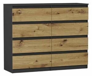 Komód 8 fiókos 120 cm R120-S8 - antracit - artisan tölgy