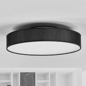 Lindby LED mennyezeti lámpa Saira, Ø 40 cm, fekete, textil, Fekete, Nappali / Étkező, Textil / szövet / selyem, Modern