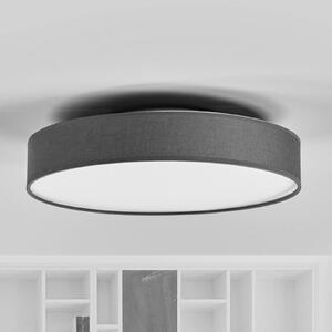 Lindby LED mennyezeti lámpa Saira, Ø 40 cm, szürke, textil, Alu / szürke / cink, Nappali / Étkező, Textil / szövet / selyem, Modern