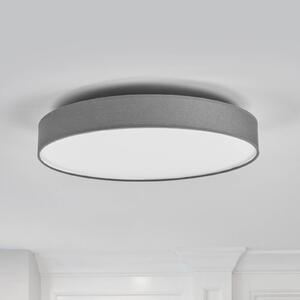 Lindby LED mennyezeti lámpa Saira, Ø 50 cm, szürke, textil, Alu / szürke / cink, Nappali / Étkező, Textil / szövet / selyem, Modern