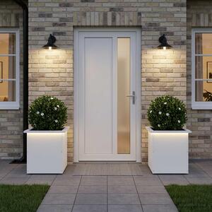 Led-es kerti virágláda 2 db Fehér 40 x 40 x 40 cm Acél
