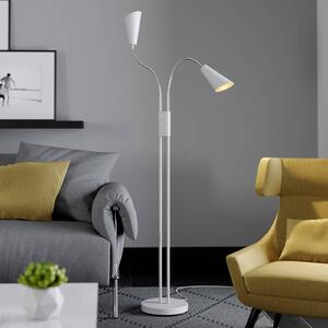 Lucande állólámpa Medira, fehér, 2-fényű, állítható, GU10, Fehér / opál, Nappali / Étkező, fém, Modern