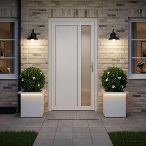 Led-es kerti virágláda 2 db Fehér 30 x 30 x 30 cm Acél