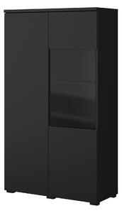 Könyvespolc Baletu 108, Zárt, Ajtókkal, Laminált forgácslap, Üveg, 140x80x35cm, Fekete