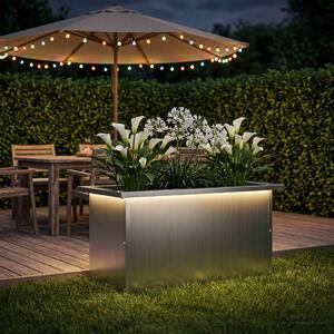Led-es kerti virágláda Ezüst 30 x 60 x 30 cm Horganyzott Acél