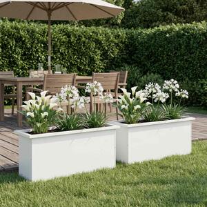 Led-es kerti virágláda 2 db Fehér 30 x 100 x 30 cm Acél