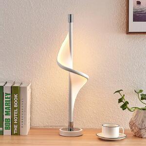 Lucande LED-es asztali lámpa Edano, 60 cm, fehér, textil, fényerőszabályzó, dimmelhető, Fehér / opál, Nappali / Étkező, Textil / szövet / selyem, Modern