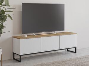 TV-állvány Camtolo 100, Laminált forgácslap, 51x157x37cm, Világos tölgy, Fehér
