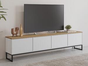 TV-állvány Camtolo 101, Laminált forgácslap, 51x209x37cm, Világos tölgy, Fehér