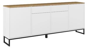 Komód Camtolo 102, Laminált forgácslap, 84x209x37cm, Világos tölgy, Fehér