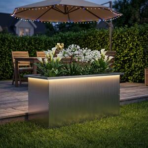 Led-es kerti virágláda Ezüst 40 x 80 x 40 cm Horganyzott Acél