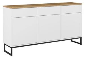 Komód Camtolo 103, Laminált forgácslap, 84x157x37cm, Világos tölgy, Fehér