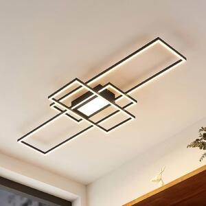 Lindby LED mennyezeti lámpa Caitlin, antracit, fém, 105cm, dimmelhető, Alu / szürke / cink, Nappali / Étkező, fém, Modern