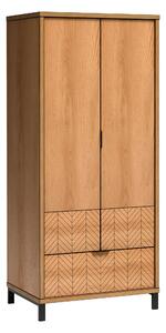 Gardróbszekrény Lorsali 100, Laminált forgácslap, 200x87x61cm, Tölgy, Fekete
