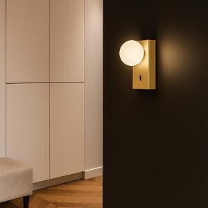 LED falilámpa Norma – 3000K természetes fény, matt arany kivitelben, dupla USB-töltéssel