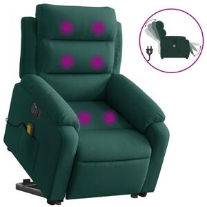 VidaXL elektromos felállást segítő sötétzöld bársony masszázsfotel