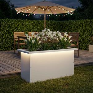 Led-es kerti virágláda Fehér 30 x 60 x 30 cm Acél