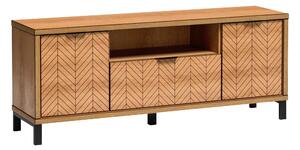 TV-állvány Lorsali 105, Laminált forgácslap, 65x159x41cm, Tölgy, Fekete