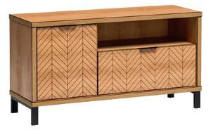 TV-állvány Lorsali 106, Laminált forgácslap, 65x118x41cm, Tölgy, Fekete