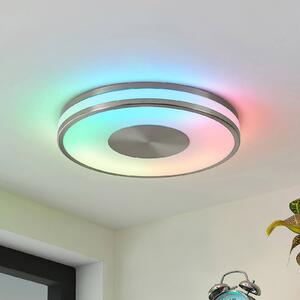 Lindby Fjella LED mennyezeti lámpa RGB-CCT színv., dimmelhető, Alu / szürke / cink, Nappali / Étkező, fém, Modern
